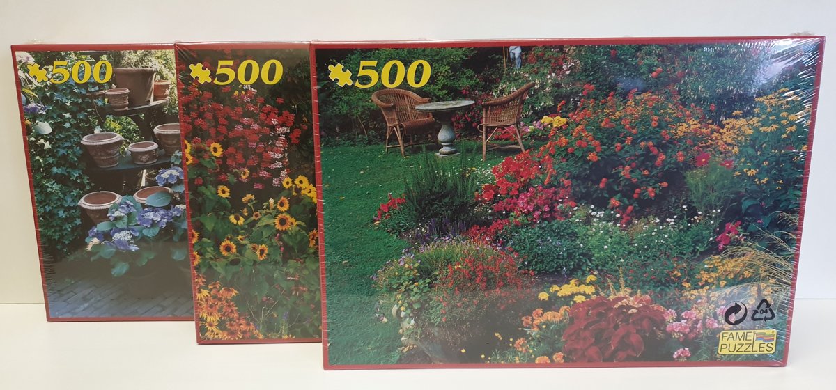 Fame Puzzles Set van 3 Bloemen Puzzels 500 stukjes