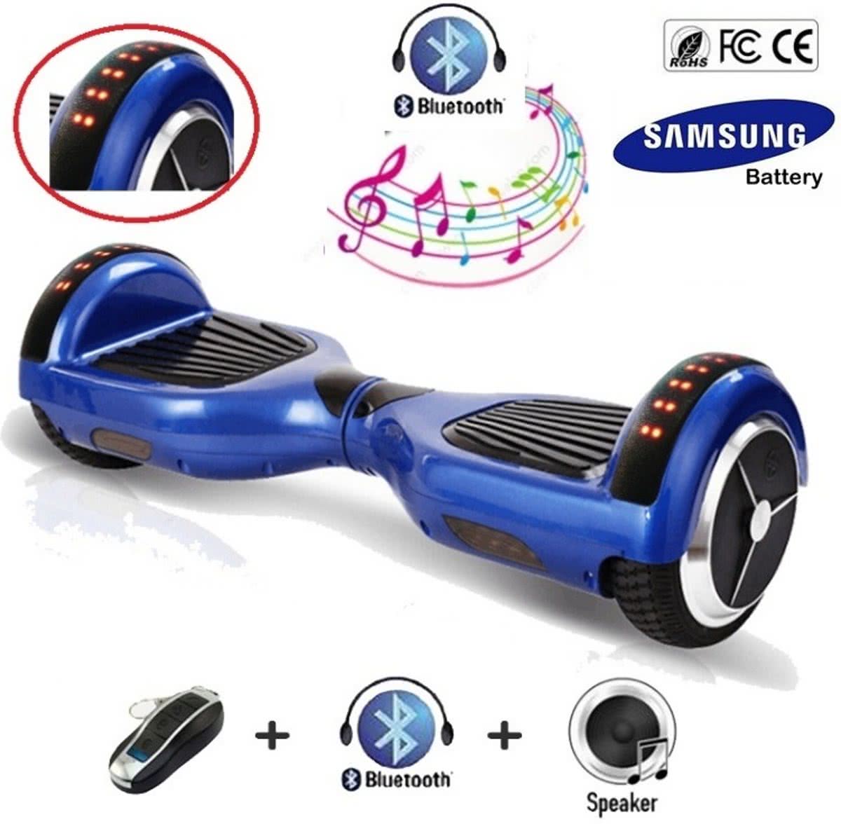 Hoverboard 6,5 inch, BLAUW, Bluetooth + GRATIS BESCHERMHOES , LED verlichting, Samsung Accu, Taotao moederbord