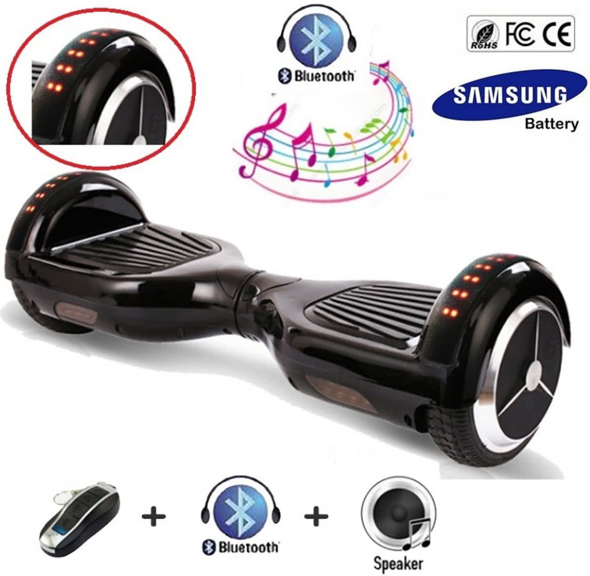 Hoverboard 6.5 Inch, Zwart, Samsung accu, Bluetooth, full body LED-verlichting en met TAOTAO moederbord, Afstandsbediening, 700W motoren