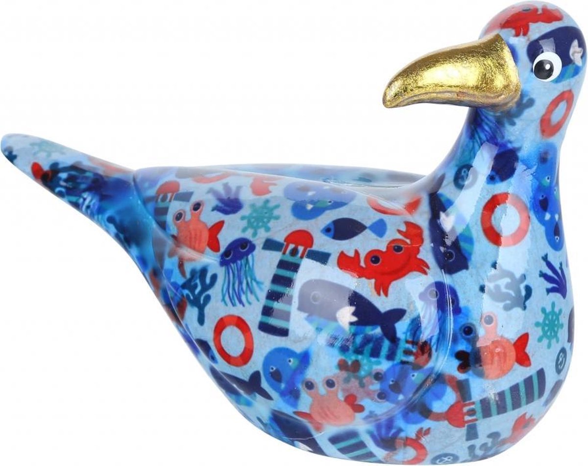 Moneybank Seagull Simon - Blauw met kreeft