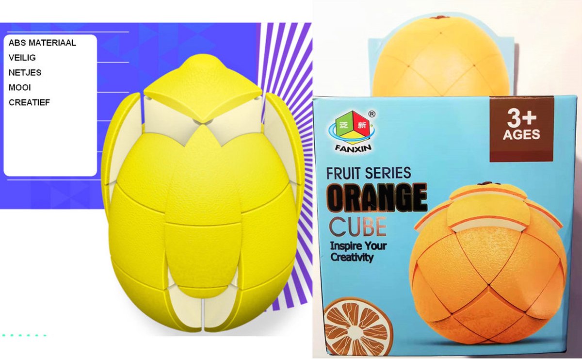 2 Stuks Pack: Hoogwaardige Puzzel Cube -Anti-Stress Fidget -Bekend Van TikTok - Kinderen/Volwassenen - Fruit Series -  Sinassappel + Citroen - Sinterklaas/Kerst/Nieuwjaar Cadeautje voor Sale!