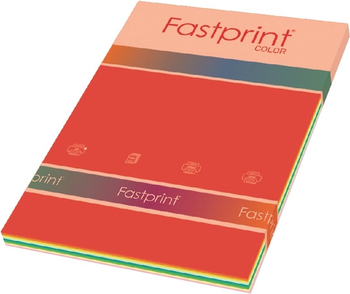 Kopieerpapier Fastprint A4 80gr 10kleuren x25vel 250vel - 10 stuks