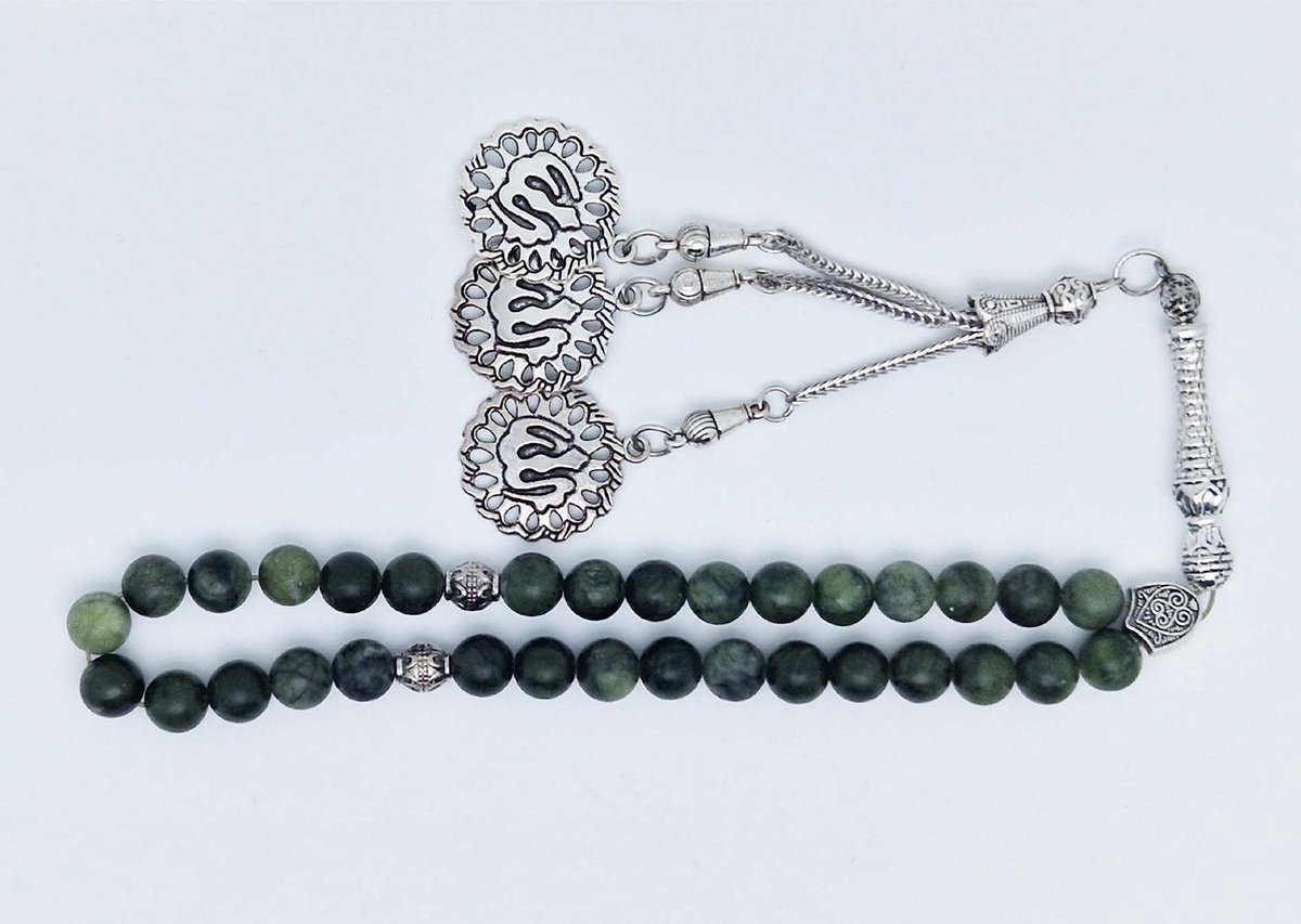 Tasbih Rozenkrans 33 Kralen 8 mm - Tasbih Rozenkrans klassiek natuursteen - model 14- Southern Jade -Groen kleur