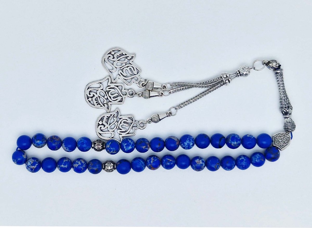 Tasbih Rozenkrans 33 Kralen 8 mm - Tasbih Rozenkrans klassiek natuursteen - model 9- Lapis lazuli - Blauwe kleur