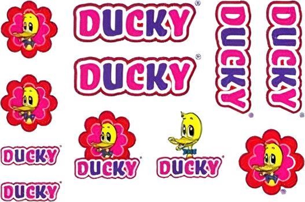   Fietsstickers Ducky Junior 14 X 20 Cm Papier Roze