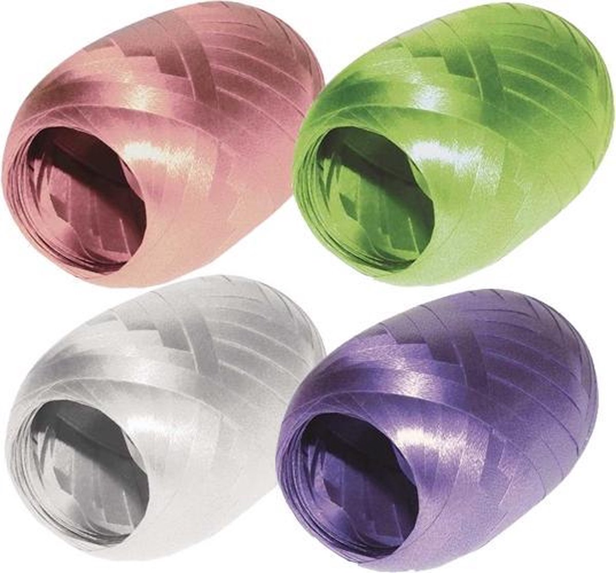 Lint wit, babyroze, lila en lichtgroen set - 20 meter per rol