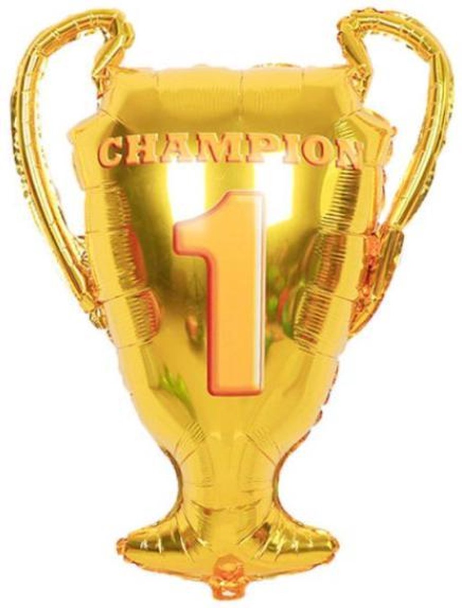 Beker Ballon - XL - 88x66cm - Overwinning - Nummer 1 - Champion - Ballonnen - Kampioen - Wereldkampioen - Beste - Thema feest - Verrassing - Helium ballon - Winner - Folie ballon - Leeg - Versiering - Geslaagd