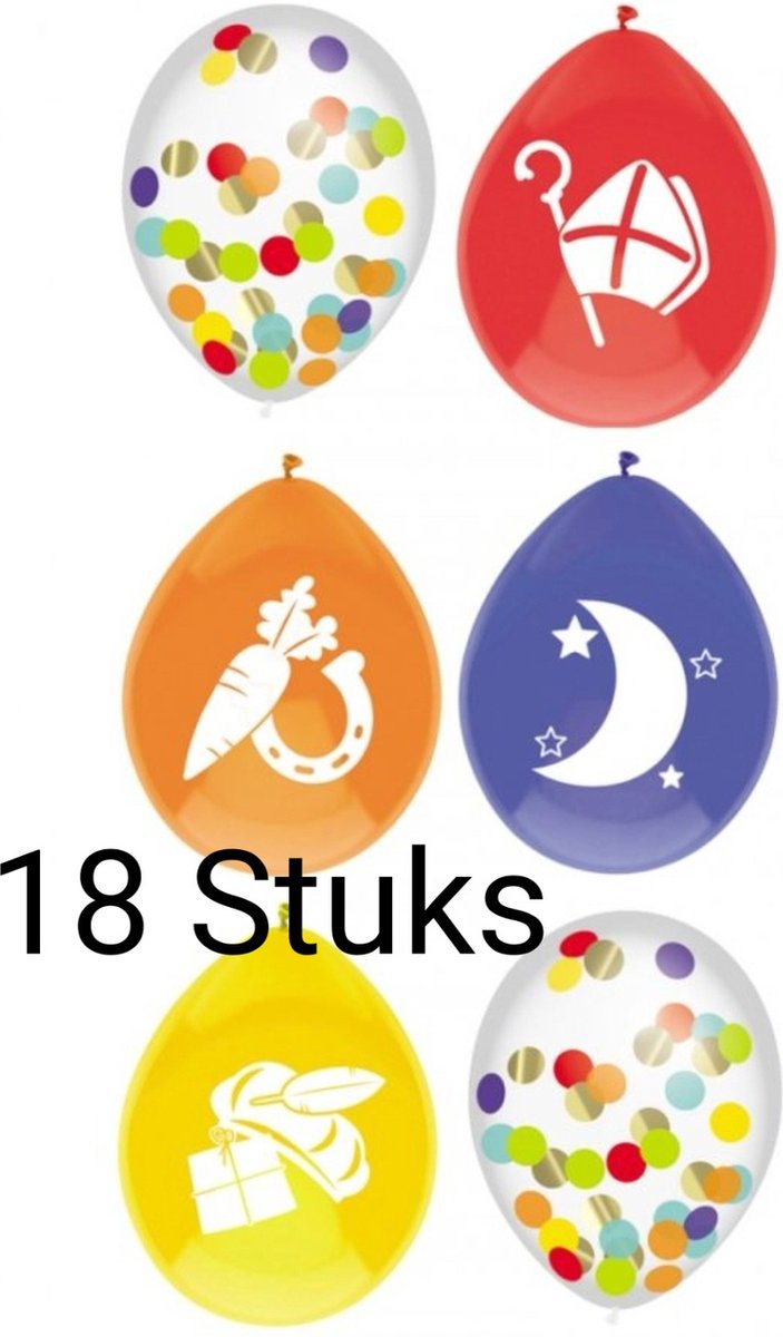 18 Stuks Sinterkaas Ballonnen, 30 cm Doorsnee, Feest, 5 december. Kinderen.