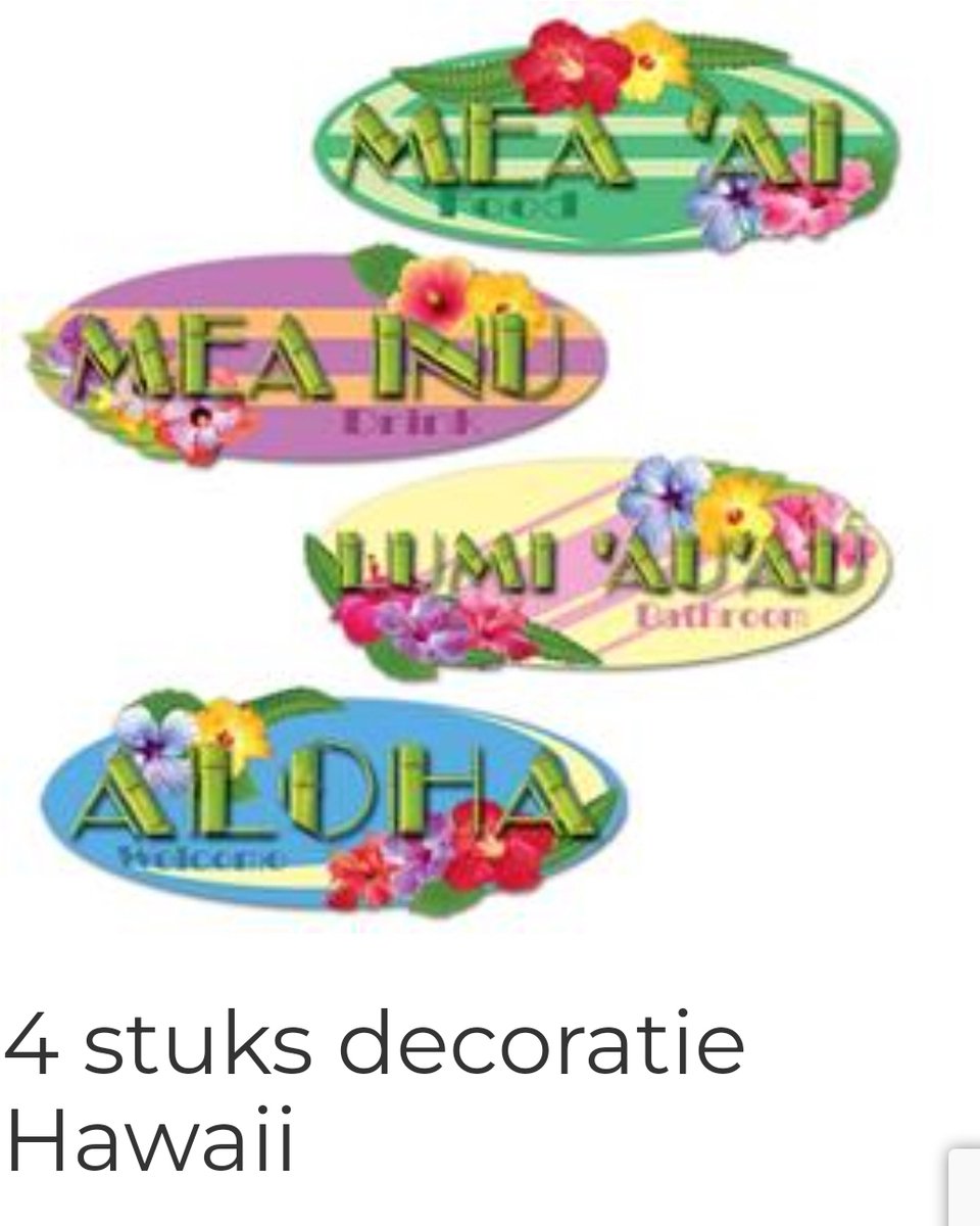 2 x 4 stuks Decoratie Alowa, Muur decoratie, Themafeest, Hawaii, Zomer.