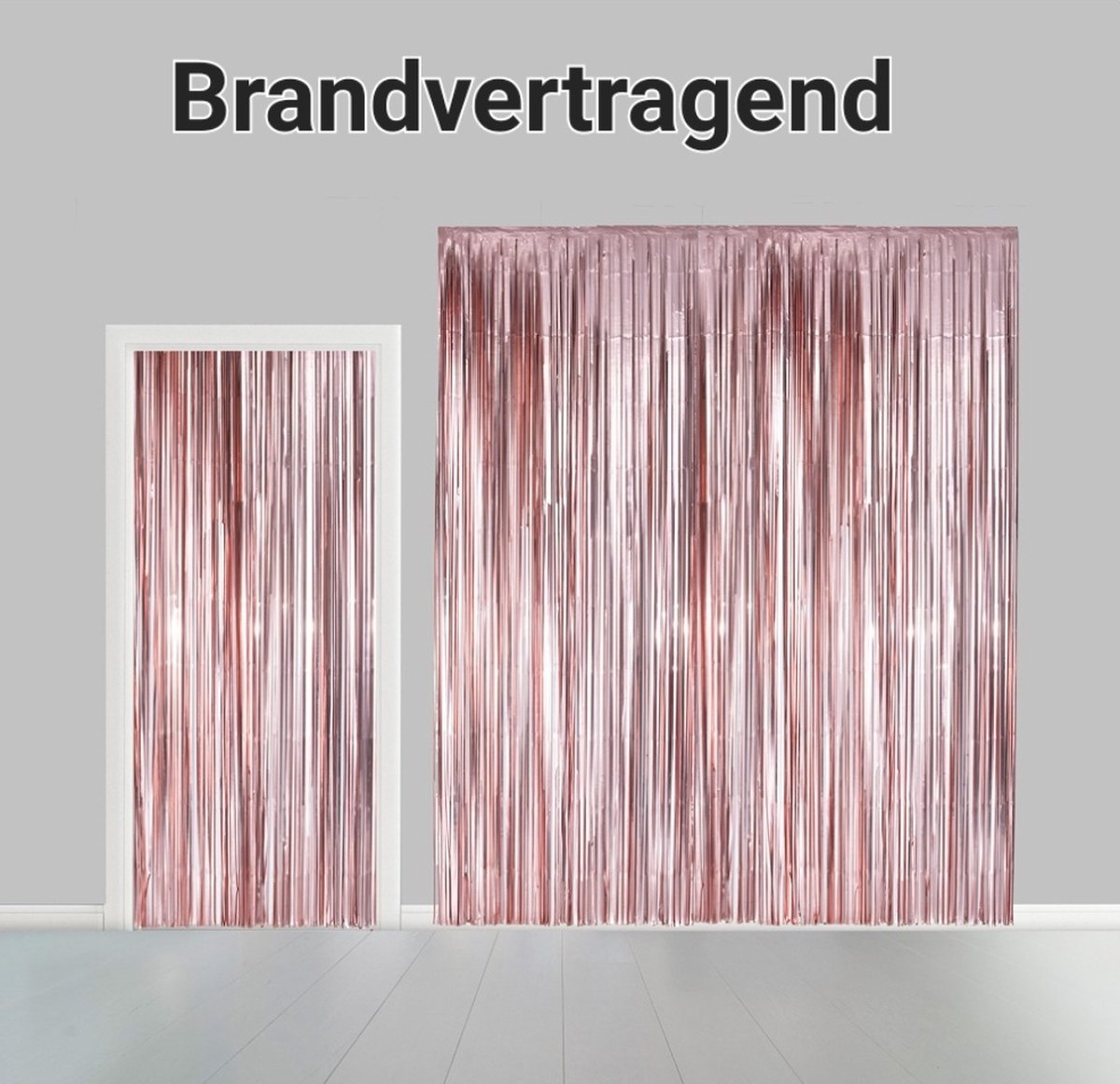 Licht Roze/ Rose gold  deurgordijn, Folie, Brandvertragend, Geboorte, Verjaardag, Carnaval, Wand/ Deur decoratie