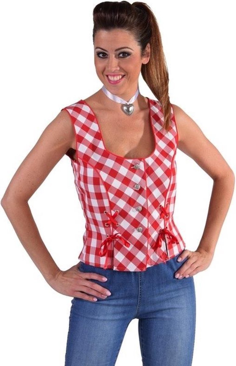 Bustier bloesje Tirol voor dames-Kleur:Rood-Maat:XS