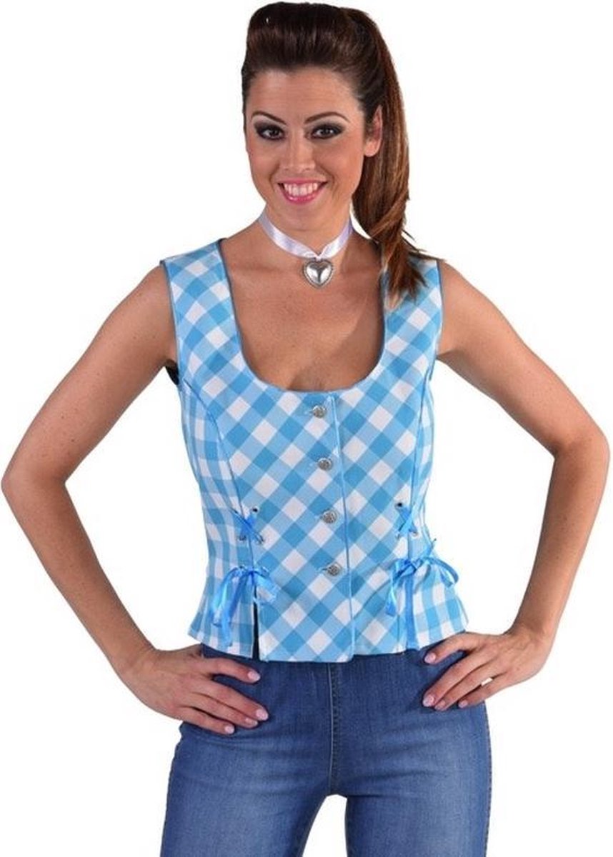 Bustier bloesje Tirol voor dames-Kleur:Turquoise-Maat:S