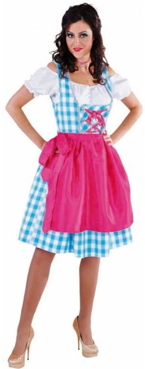 Dirndl tirol jurk-Kleur:azur-pink-Maat:M