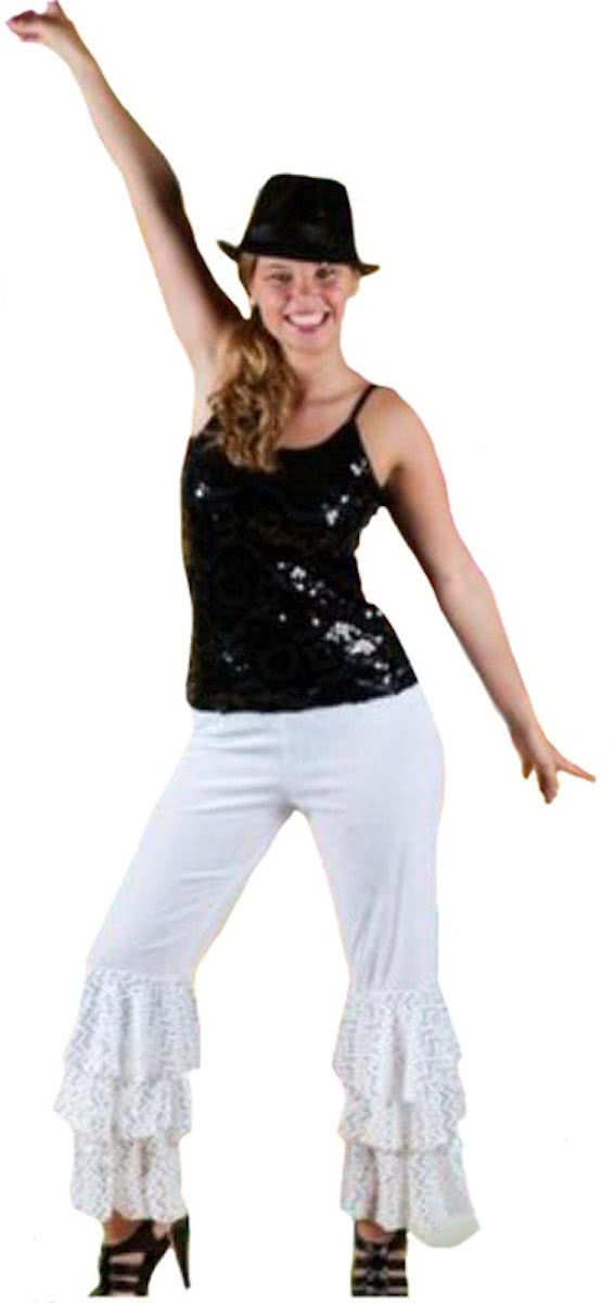 Disco broek unisex abba-Kleur:Wit-Maat:M