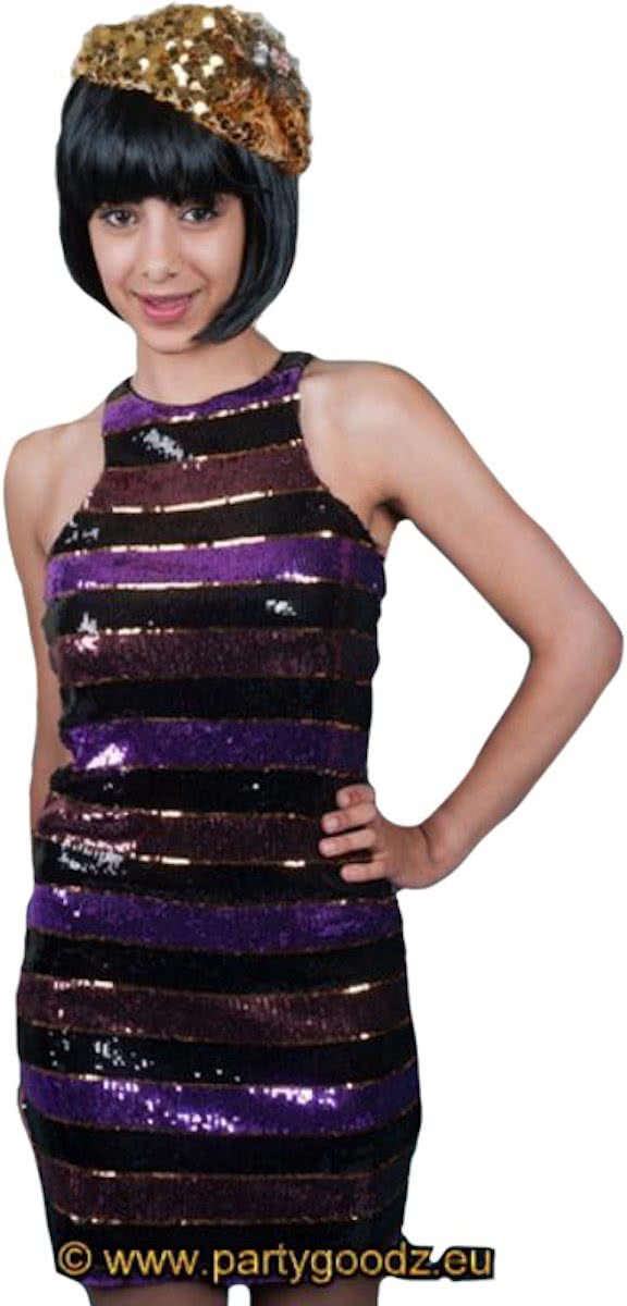 Disco glitter jurkje Crazy Stripes-Maat:M