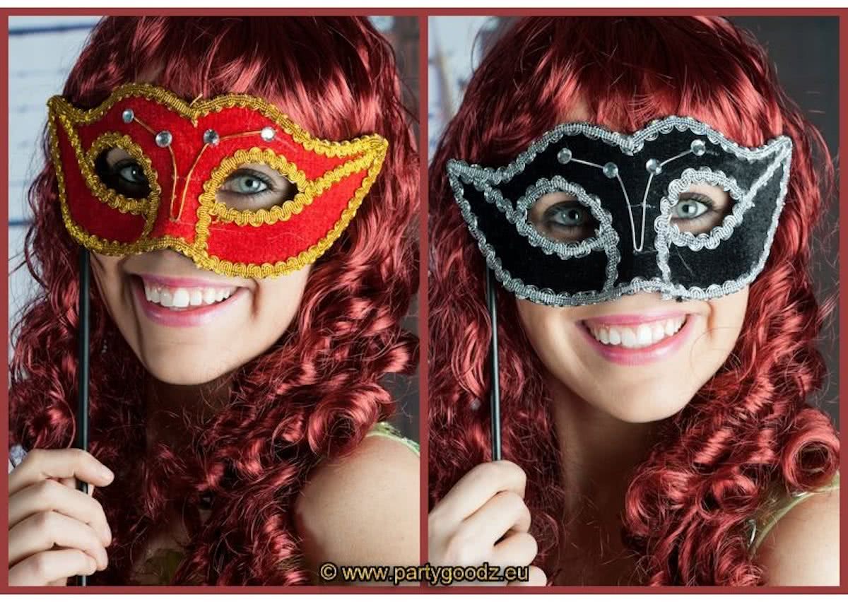 Fluwelen Oogmasker Velluto met strass-Kleur:Rood