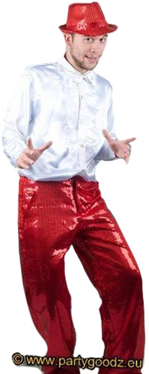 Glitter broek-Kleur:rood-Maat:XL