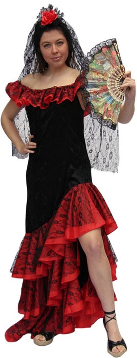 Kostuum Flamenco Lady+voile-Maat:38