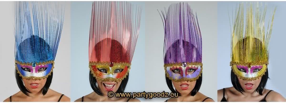 Masker Estrelle met glitter franjes-Kleur:Paars