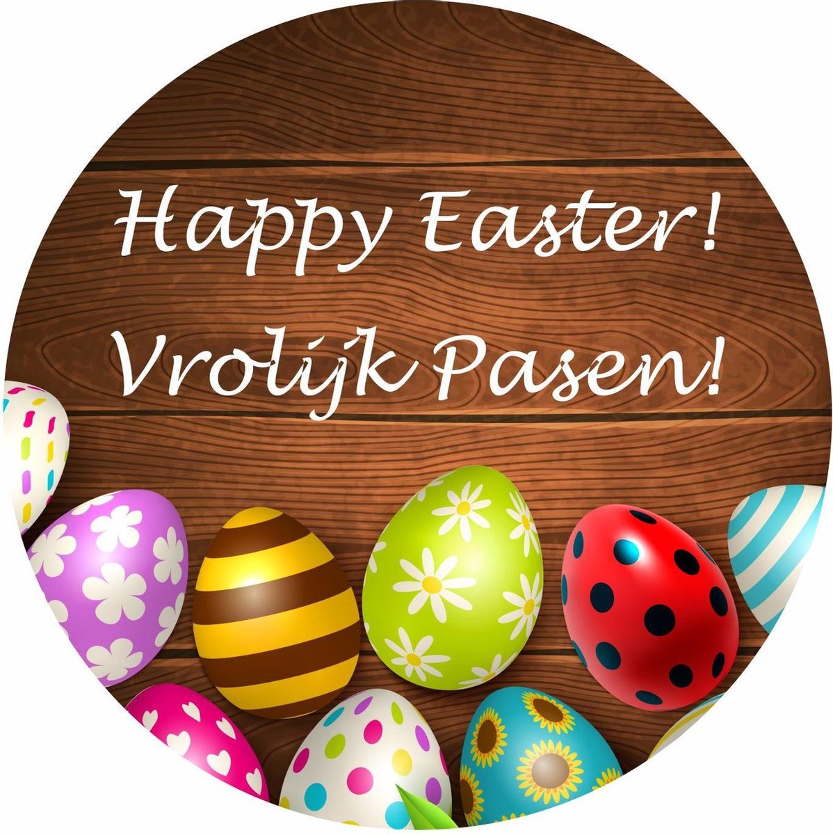 Wensetiket - Sluitzegel - Happy Easter/Vrolijk Pasen etiketten - Pasen stickers - 40 mm - 40 st