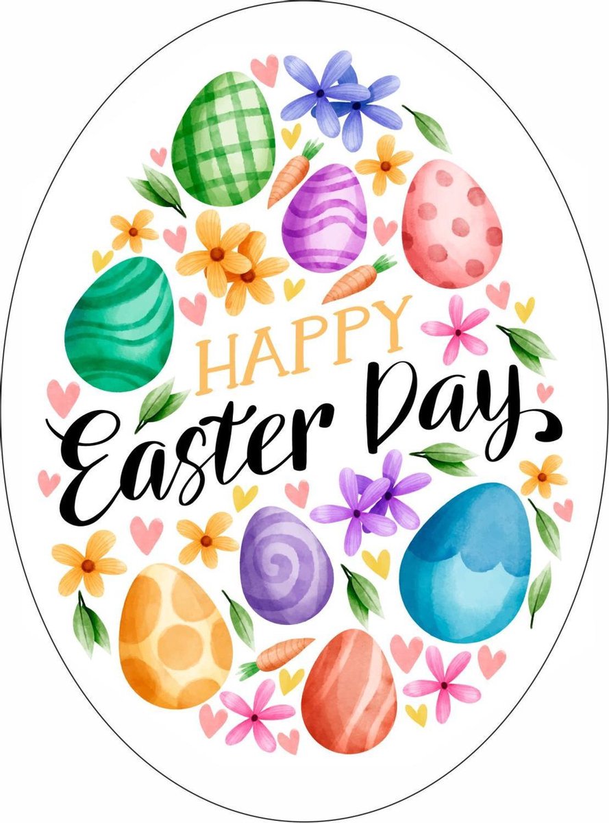 Wensetiket - Sluitzegel - Happy Easter day etiketten Eivorm - Pasen stickers - 40 mm - 40 st