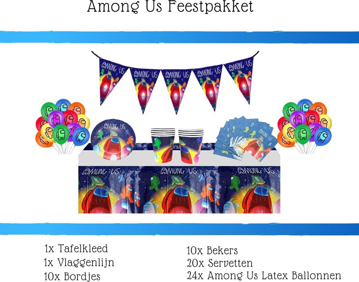 Among Us Feestpakket - Voor 10 Kinderen - Latex Ballonnen - Decoratie