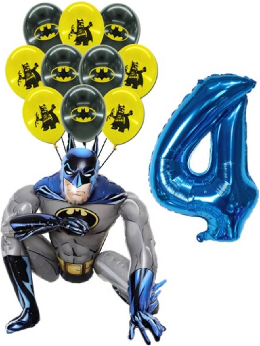 Batman Ballonnen Set - Batman 3D XL Folie Ballon & Latex Ballonnen - 4 Jaar