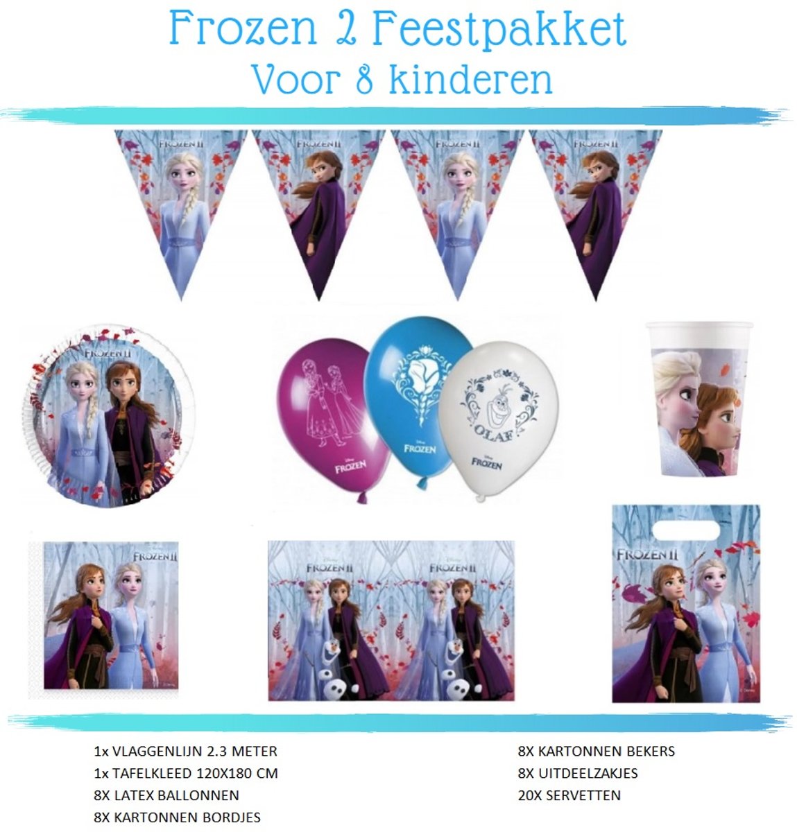 Frozen 2 versiering verjaardag maximaal voor 8 kinderen