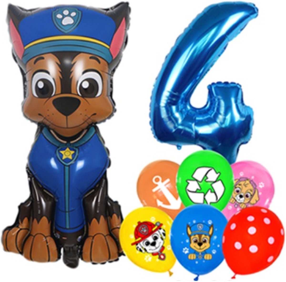 Paw Patrol Ballonnen Set Chase - 4 Jaar - Latex Ballonnen - Decoratie