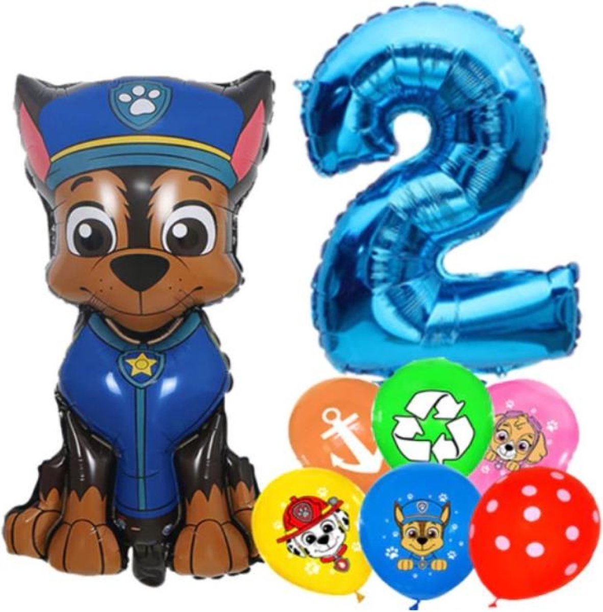 Paw Patrol Ballonnen Set Chase- 2 Jaar - Latex Ballonnen - Decoratie