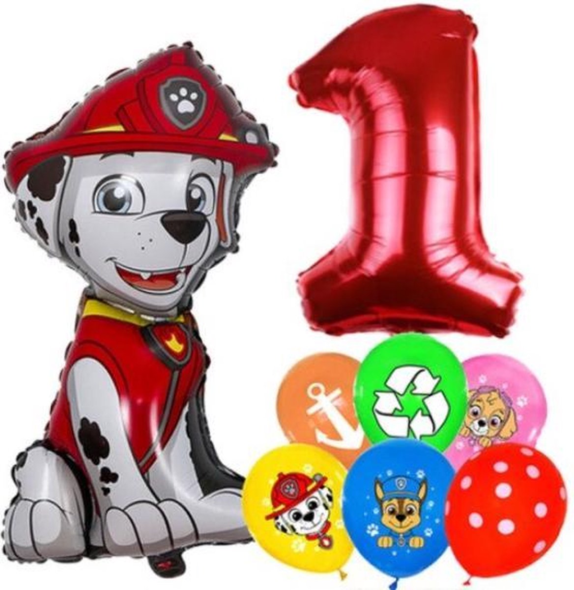 Paw Patrol Ballonnen Set Marshall - 1 Jaar - Latex Ballonnen - Decoratie