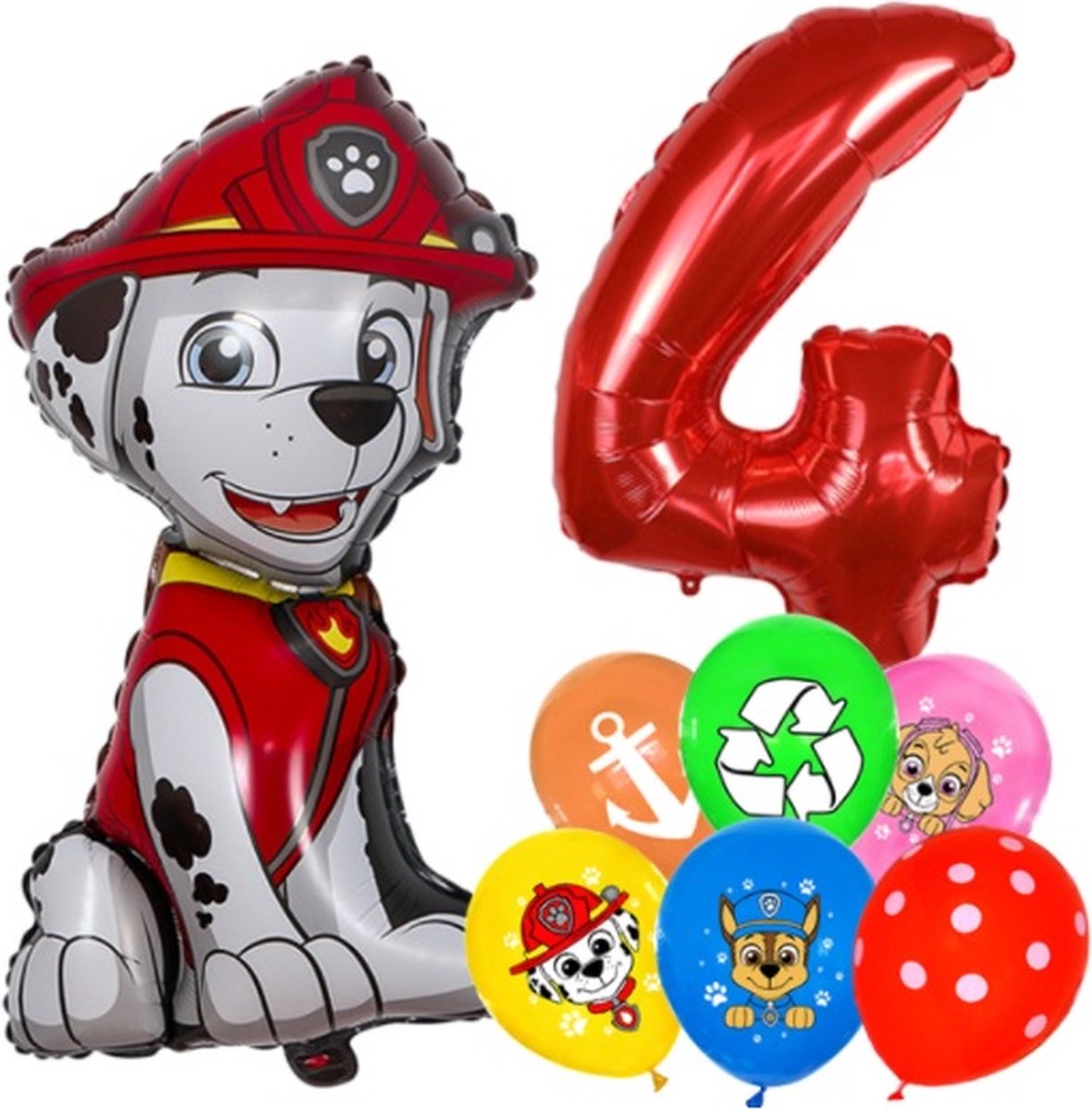 Paw Patrol Ballonnen Set Marshall - 4 Jaar - Latex Ballonnen - Decoratie