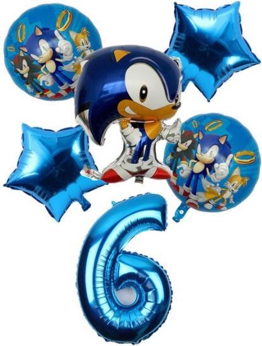 Sonic The Hedgehog Ballonen 7 Jaar Ballonnen set + 10 Blauwe Latex Ballonnen