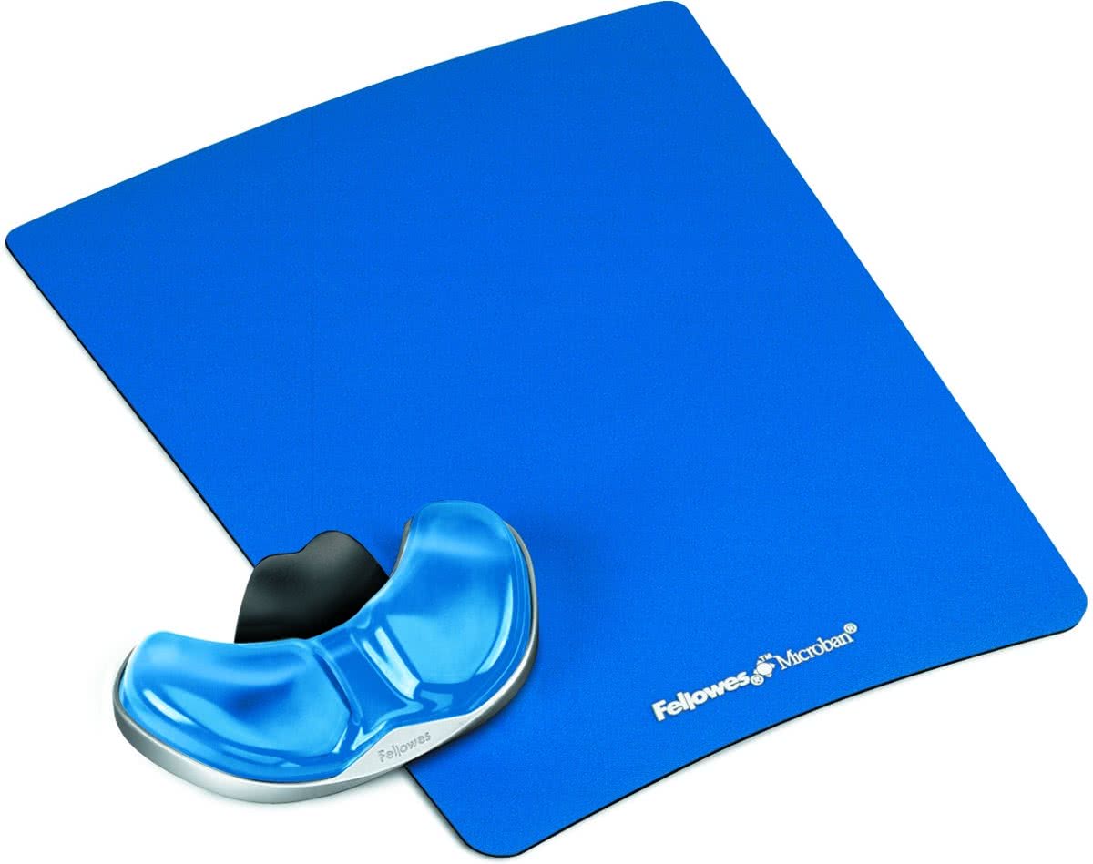 Fellowes Health-V Crystal - Muismat Met Polssteun - Blauw