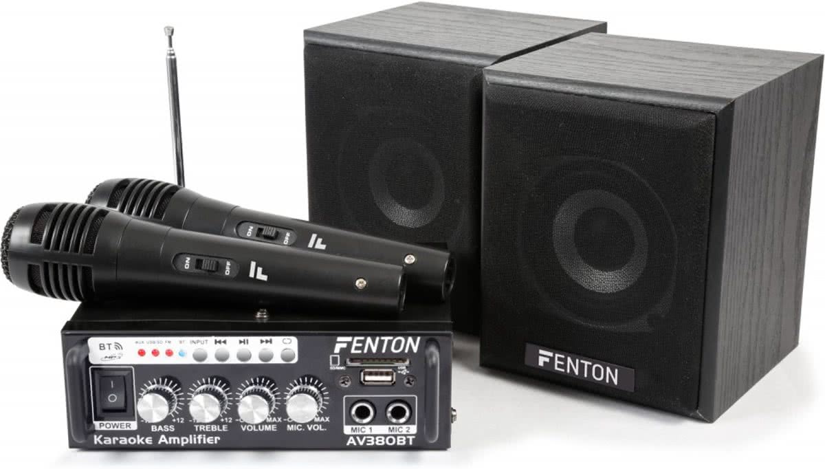 Fenton AV380BT versterker met luidsprekers USB/SD en Bluetooth 2x microfoon