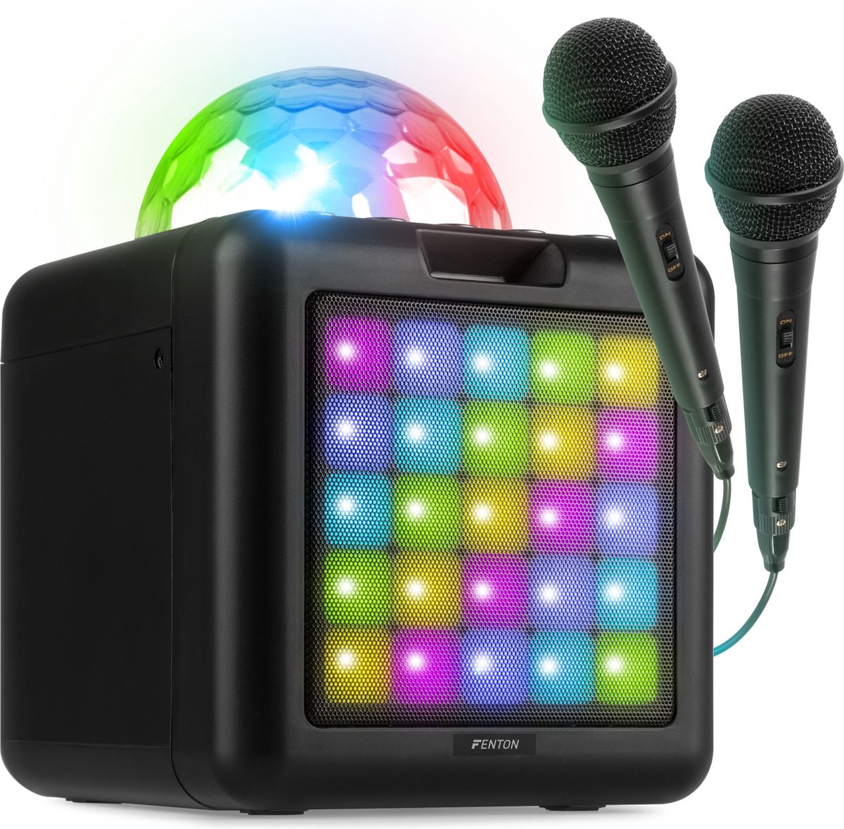 Karaoke set met 2 microfoons -   KAR15B - Met multicolor lichteffecten - Karaoke set voor kinderen - Zwart
