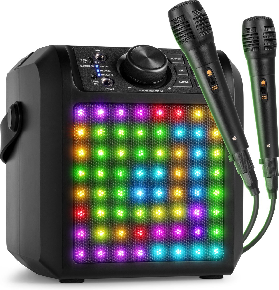 Karaoke set met 2 microfoons -   KAR50B - Met lichteffect en Bluetooth - Voor kinderen - Zwart