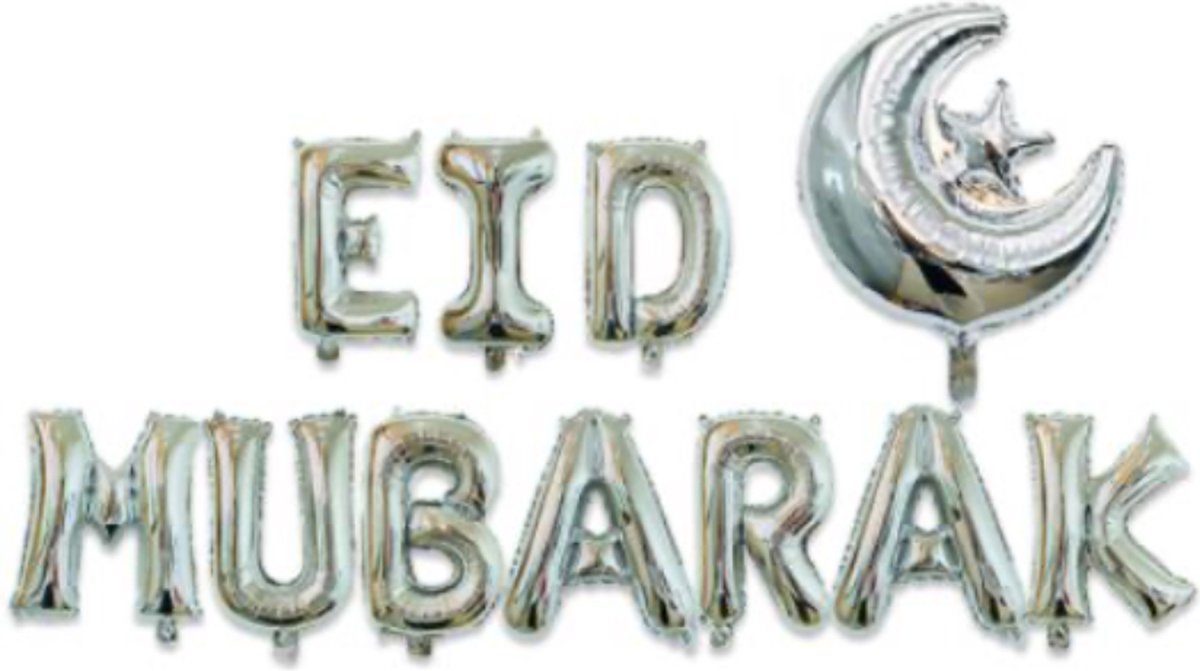 Festivz Eid decoratie - Eid Mubarak Letters - Ramadan Feestdecoratie - Eid-al Fitr - Ramadan/Eid Decoratie - Zilver