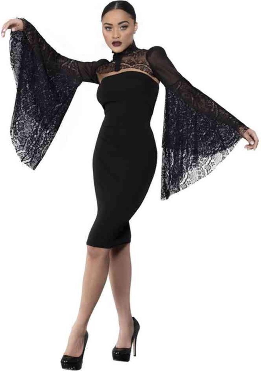 Fever Kostuum Accessoire Deluxe Gothic Sleeve Shawl Zwart