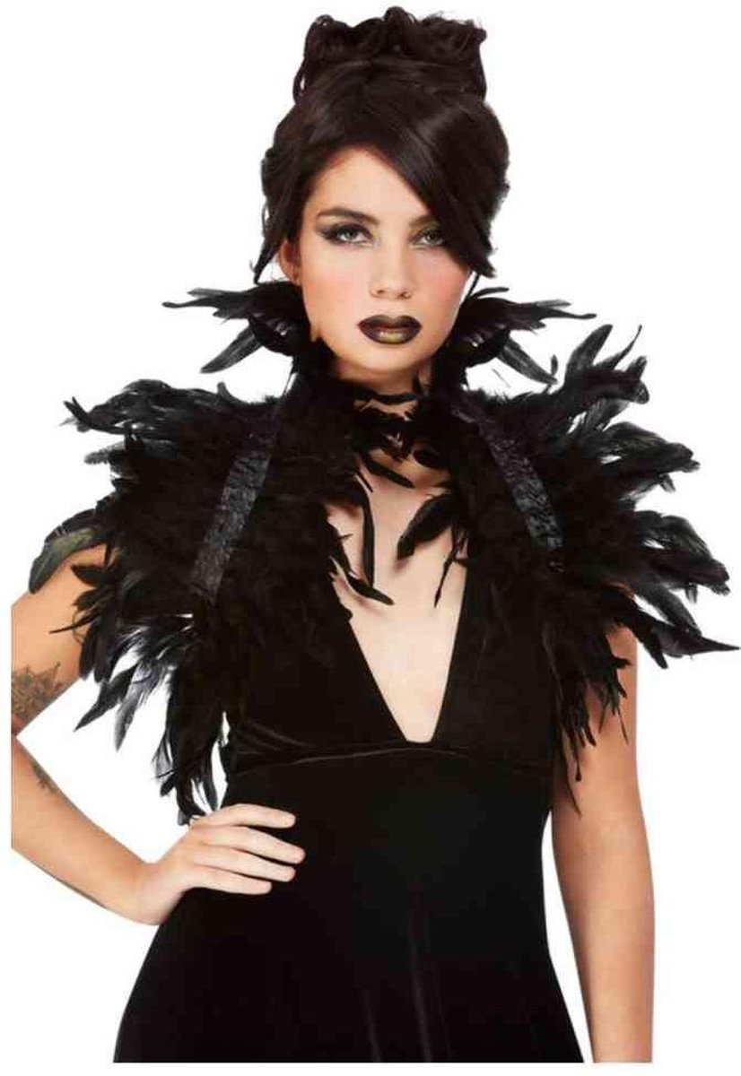 Fever Kostuum Top Feather Bolero Zwart