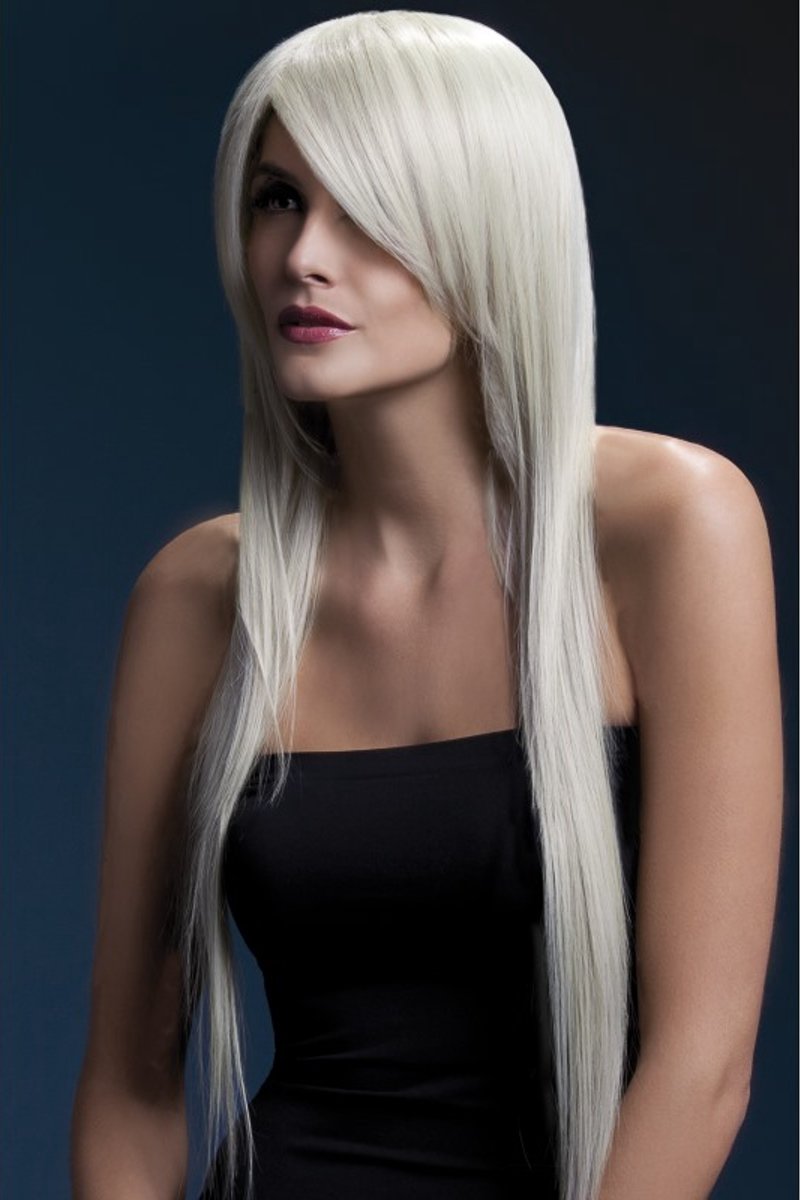 Luxe verstelbare blonde pruik met a-symetrische scheiding