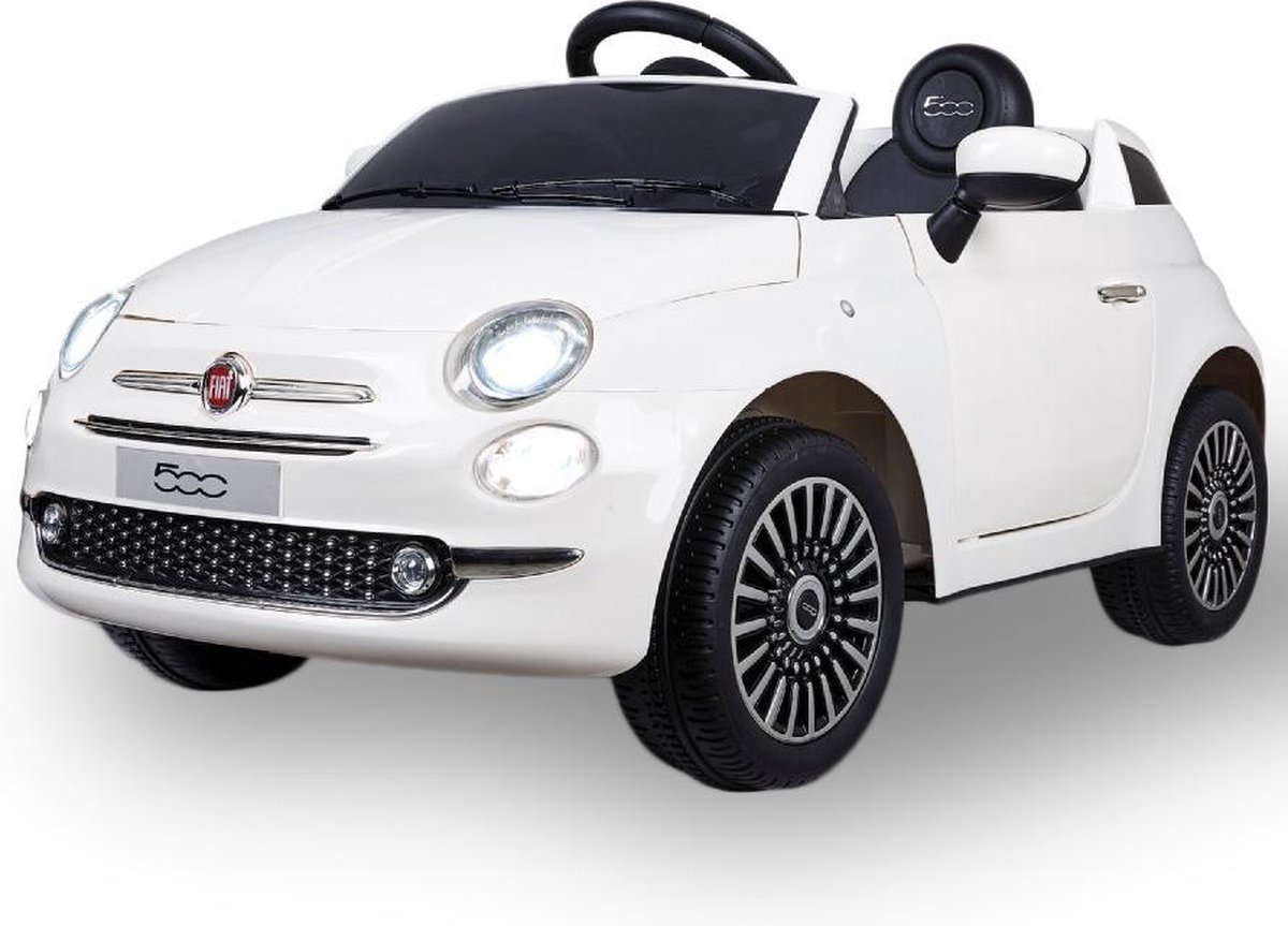 Fiat 500 Elektrische Kinderauto - Soft Start - Afstandsbediening - Wit