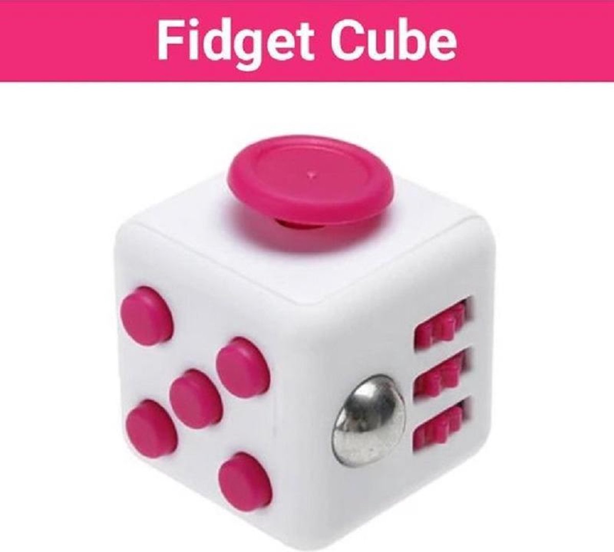   Cube Friemelkubus - Anti Stress Cube - Speelgoed Tegen Stress - Meer Focus & Concentratie -   - Wit Roze