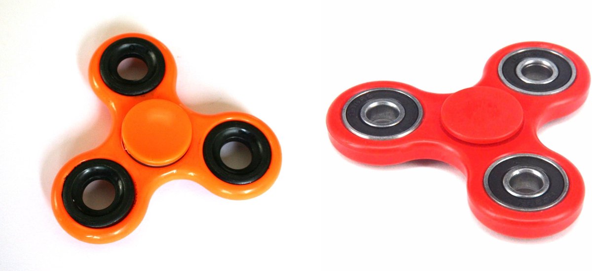 Set van 4 stuks Super Fidget Spinners (2 x Oranje + 2 x Rood) - Hand Spinner Draaier - Stress verminderende Speel Spinner - Stress Spinner Handspinner