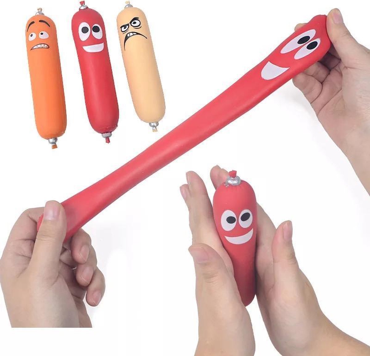 Hotdog fidget toy 3 stuks - Inclusief TikTokstickers - Stress verlagende Fidget Toy- Globbles TikTok trend/Hit – Speelgoed - Verschillende kleuren - Pop it - Sticky Balls - Mochi squishy