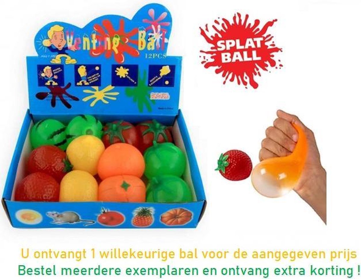 Sticky Balls fruit - Watermeloen - Aardbei - Citroen - Tomaat - 1 exemplaar - Splat Ball fidget toys