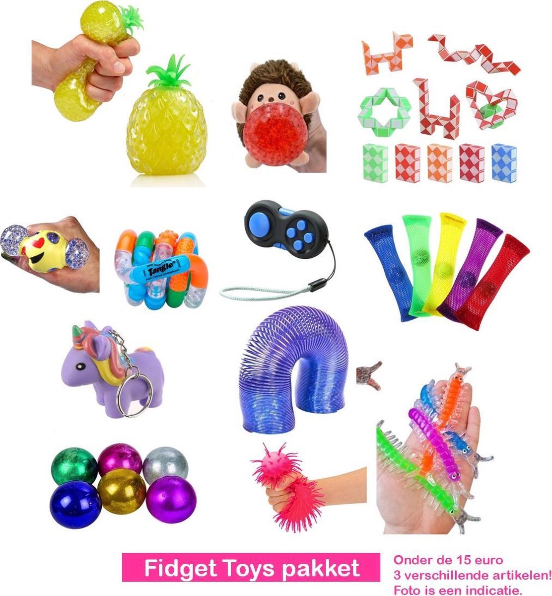 Fidget Toys pakket onder de 15 euro - Rek - Strek - Schuif - Stressbal - Tangle - Top Cadeau