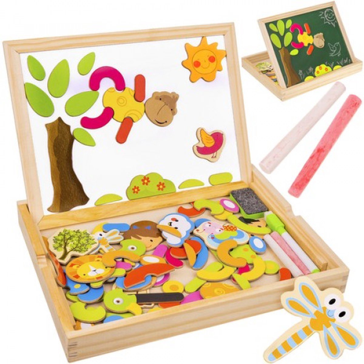 Fidgy - Magnetisch Houten Puzzel - Montessori Speelgoed - Krijtbord - Whiteboard