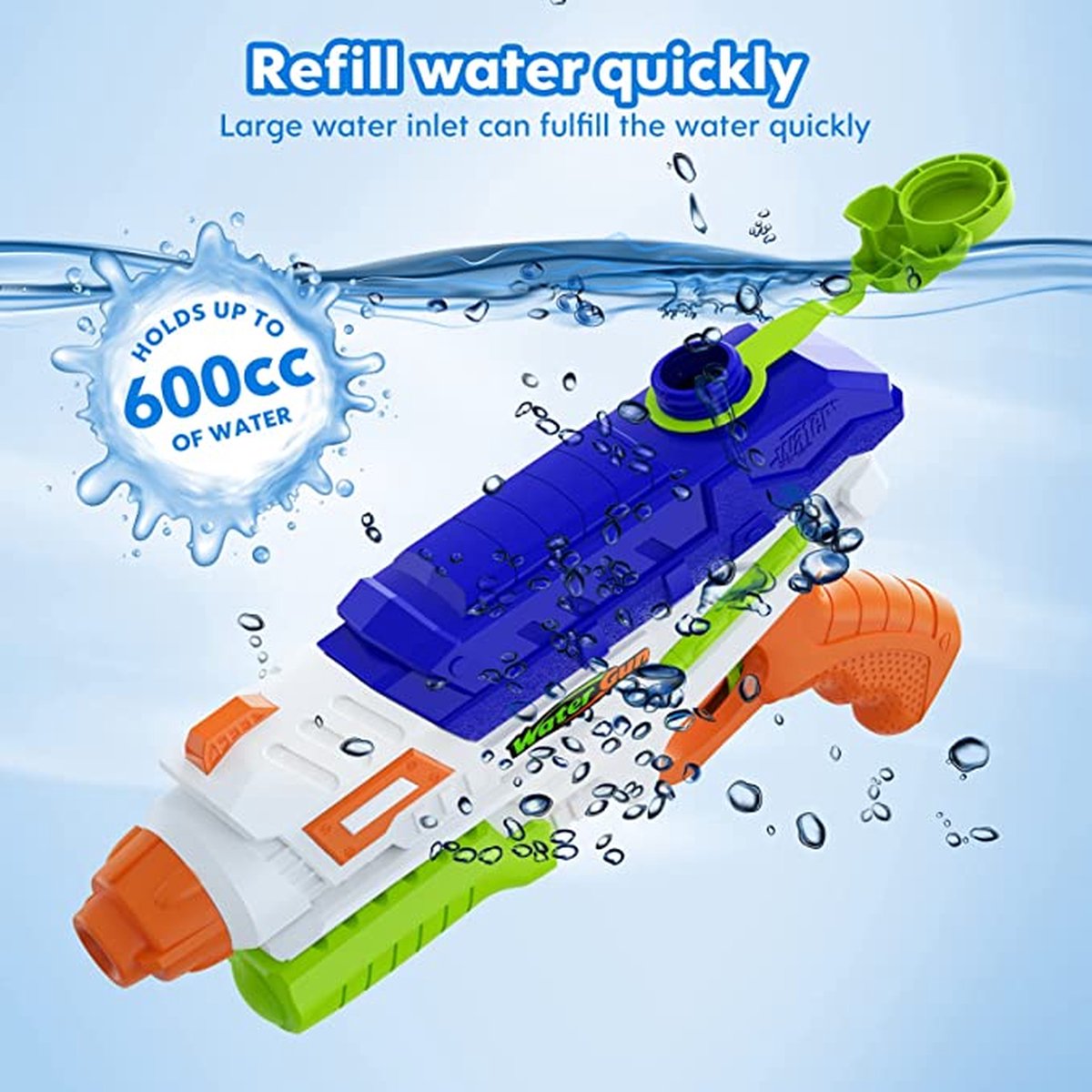 Fidgy - Waterpistool XXL - 45cm - 600cc - 11m Ver Spuiten - Vergelijkbaar met Super Soaker