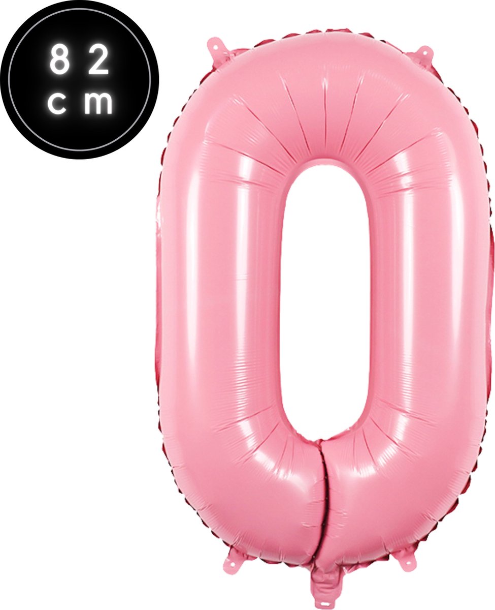 Cijfer Ballonnen - Nummer 0 - Roze - 82 cm - Helium Ballon - Fienosa